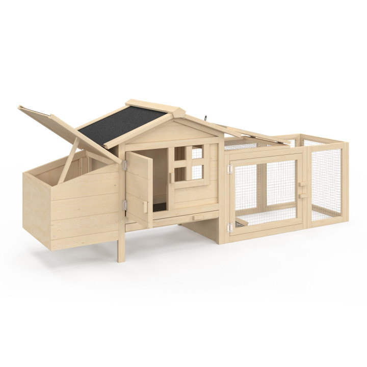 Pollaio per 2 galline con recinto e nido in legno su palafitte