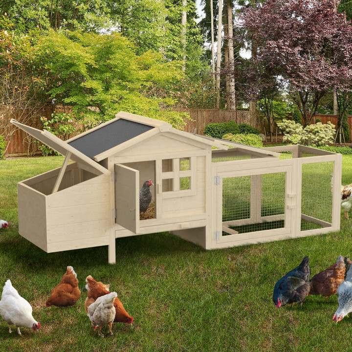 Pollaio per 2 galline con recinto e nido in legno su palafitte