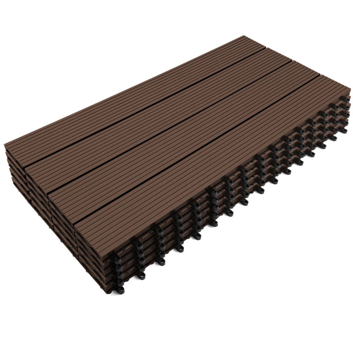 Set di piastrelle rettangolari da esterno in legno composito color tortora 60x30cm - WODHY | ID Market