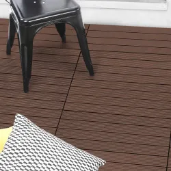 Set di piastrelle rettangolari da esterno in legno composito color tortora 60x30cm - WODHY | ID Market