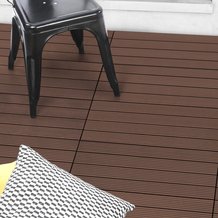 Set di piastrelle rettangolari da esterno in legno composito color tortora 60x30cm - WODHY | ID Market