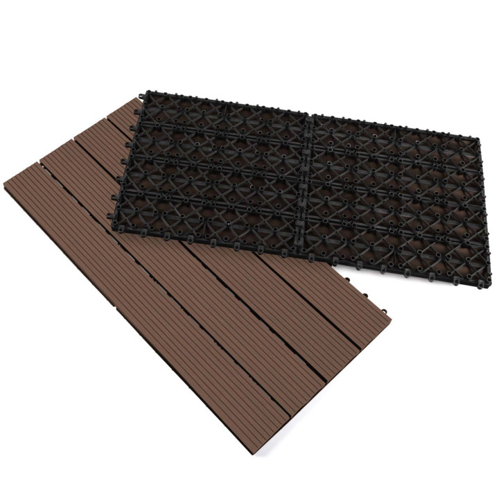 Set di piastrelle rettangolari da esterno in legno composito color tortora 60x30cm - WODHY | ID Market