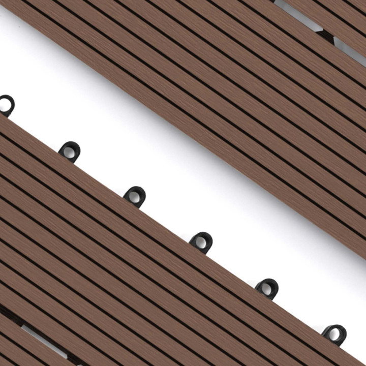 Set di piastrelle rettangolari da esterno in legno composito color tortora 60x30cm - WODHY | ID Market