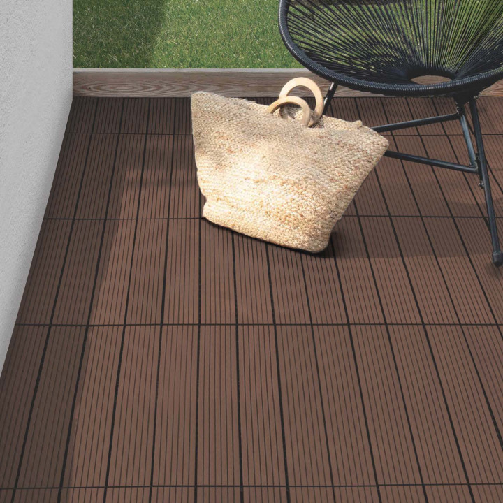 Set di piastrelle rettangolari da esterno in legno composito color tortora 60x30cm - WODHY | ID Market