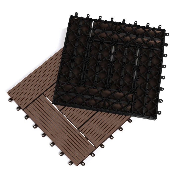 Set di tessere di mosaico per esterni in legno composito color tortora 30x30cm - WODHY | ID Market