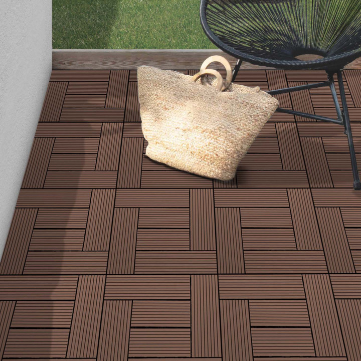 Set di tessere di mosaico per esterni in legno composito color tortora 30x30cm - WODHY | ID Market