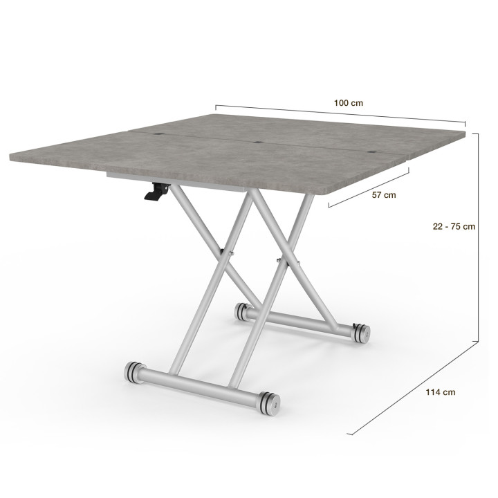 Tavolino sollevabile con piano effetto cemento - URBANA | ID Market