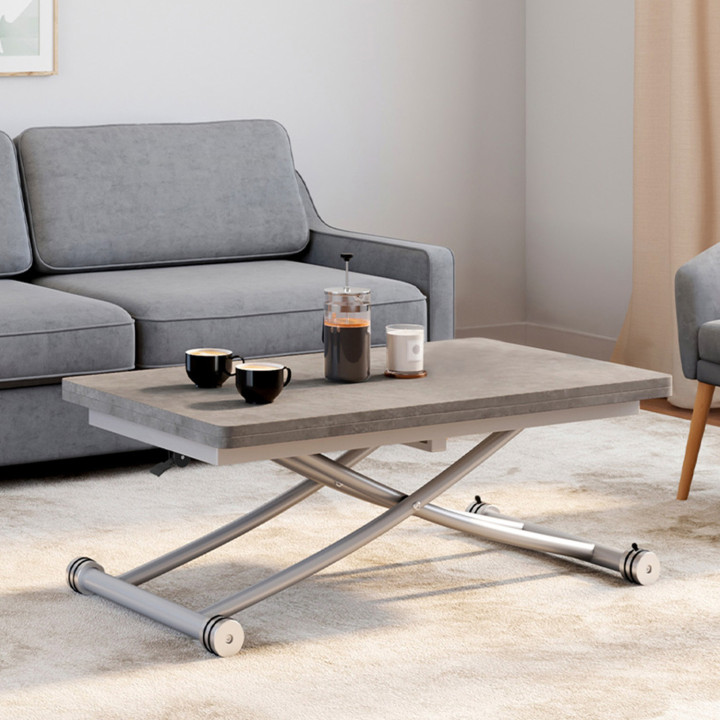 Tavolino sollevabile con piano effetto cemento - URBANA | ID Market