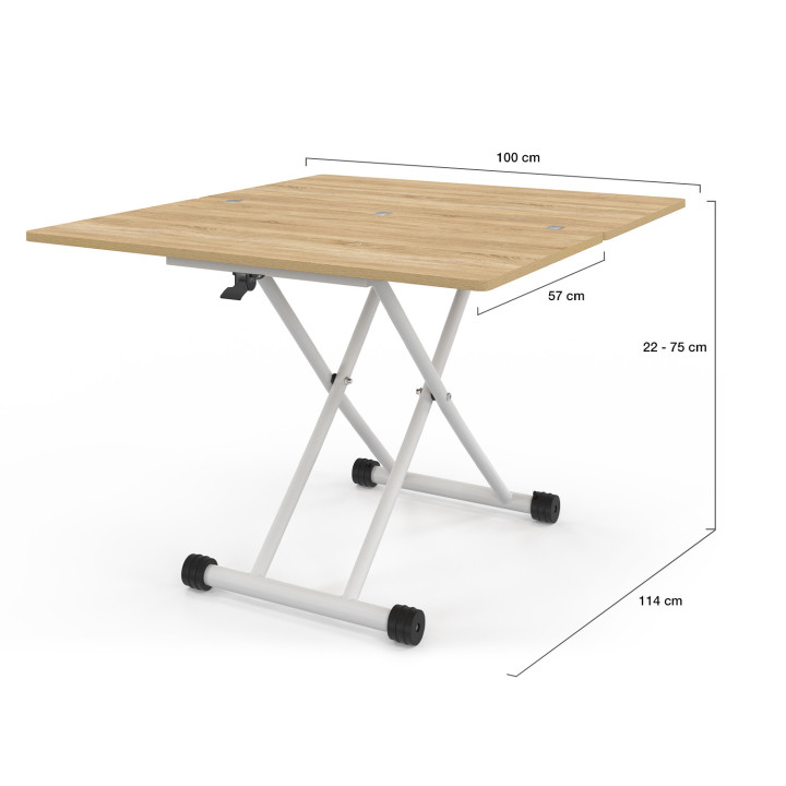 Tavolino con piano in faggio e base bianca - URBANA | ID Market