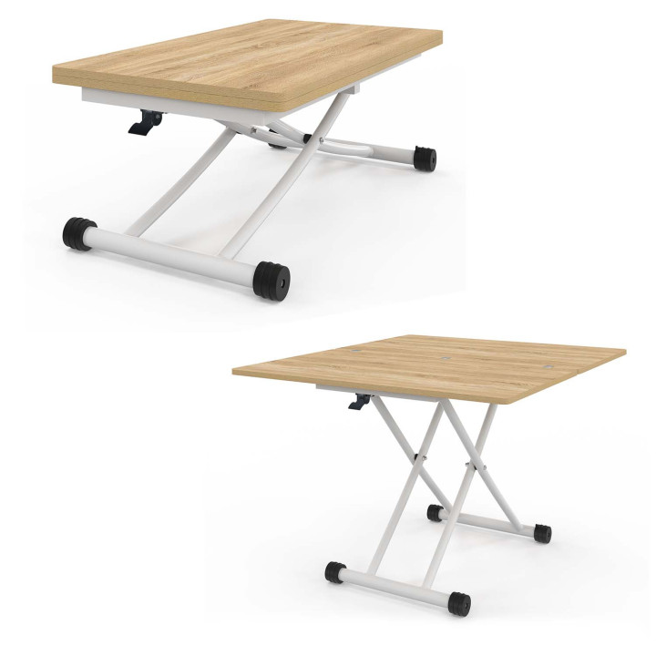 Tavolino con piano in faggio e base bianca - URBANA | ID Market