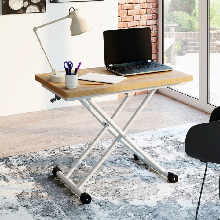 Tavolino con piano in faggio e base bianca - URBANA | ID Market