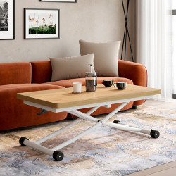 Tavolino con piano in faggio e base bianca - URBANA | ID Market