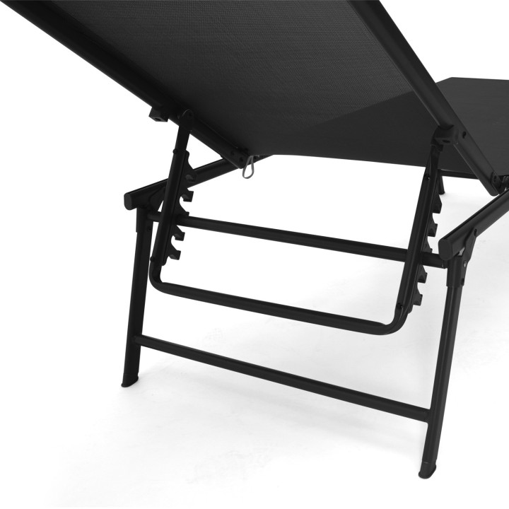 Sedie da giardino reclinabili in tela nera e acciaio - KAILUA | ID Market