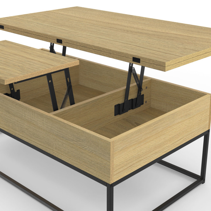 Tavolino rettangolare industriale trasformabile in tavolo da pranzo - DETROIT | ID Market