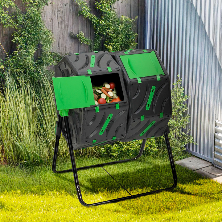 Bidone per compost a doppia rotazione 140L