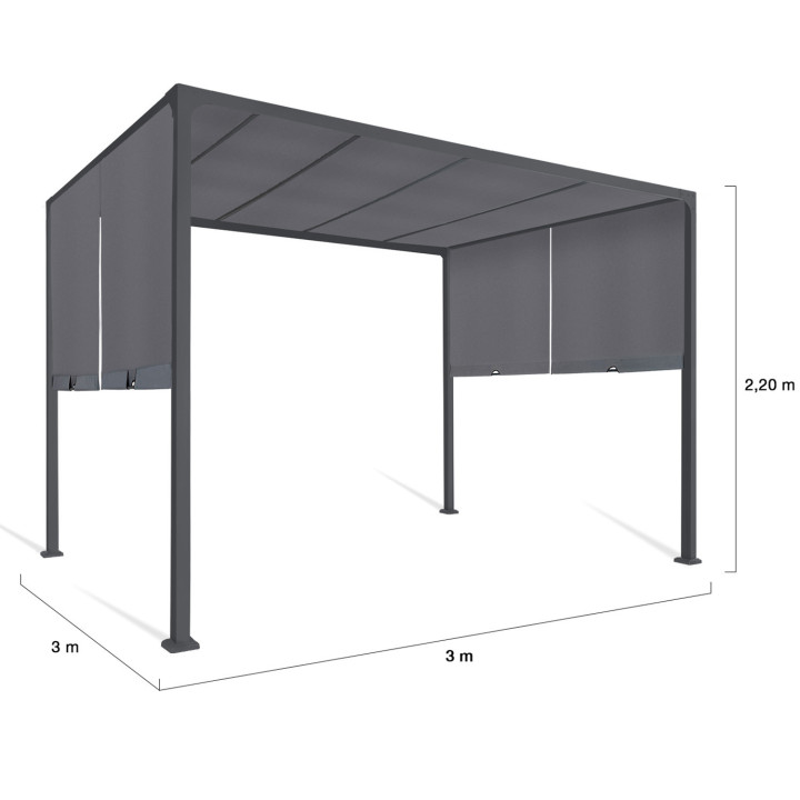 A buon mercato pergola scorrevole su 2 lati 3x3 M grigio antracite | ID Market