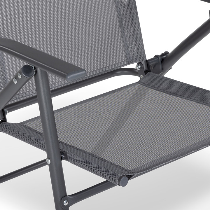 Sedie da giardino pieghevoli con schienale reclinabile e braccioli grigio antracite - ALGHERO | ID Market
