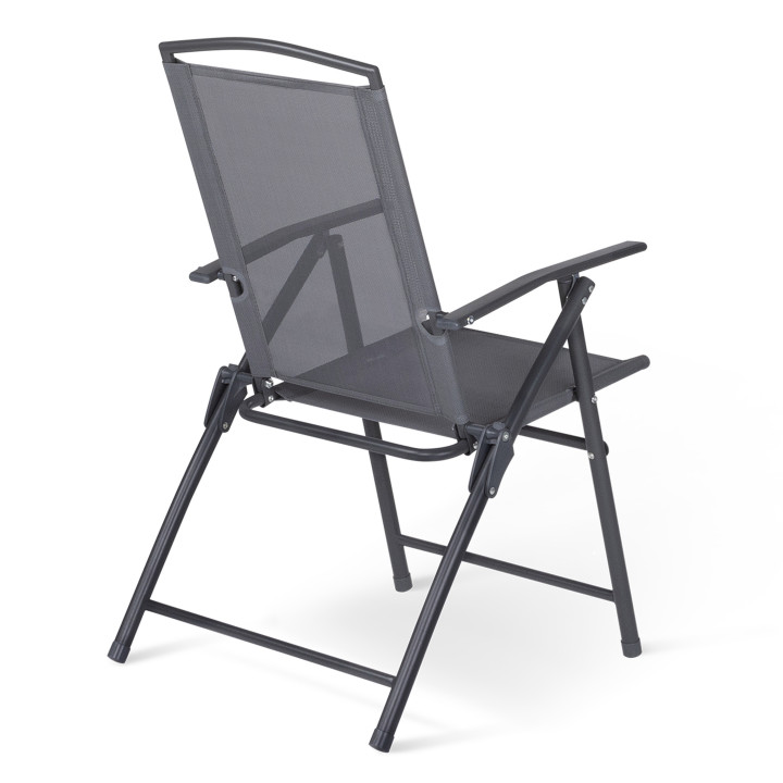 Sedie da giardino pieghevoli con schienale reclinabile e braccioli grigio antracite - ALGHERO | ID Market
