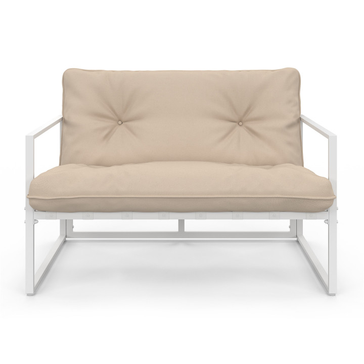 Set di mobili da giardino bassi a 4 posti in acciaio bianco - NAIROBI | ID Market