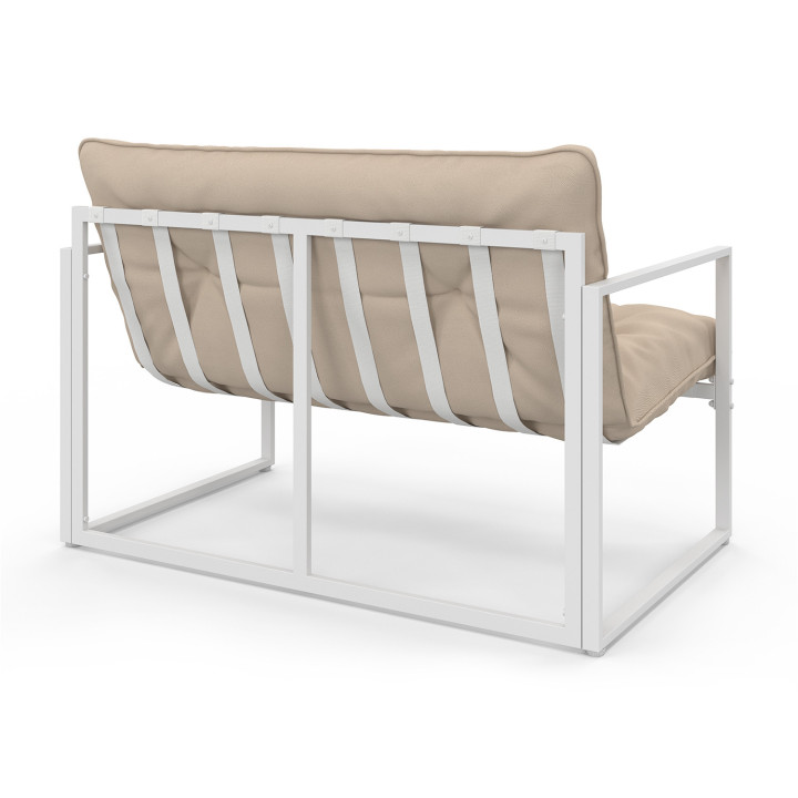 Set di mobili da giardino bassi a 4 posti in acciaio bianco - NAIROBI | ID Market