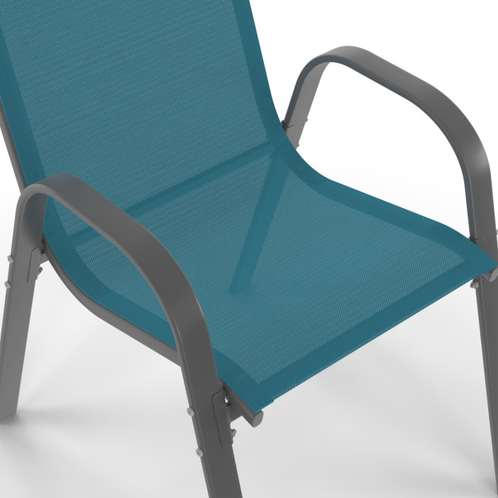 Sedie da giardino impilabili in metallo e textilene blu anatra - LYMA |ID Market