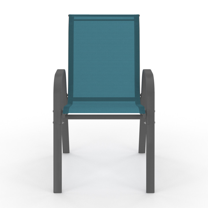 Sedie da giardino impilabili in metallo e textilene blu anatra - LYMA |ID Market