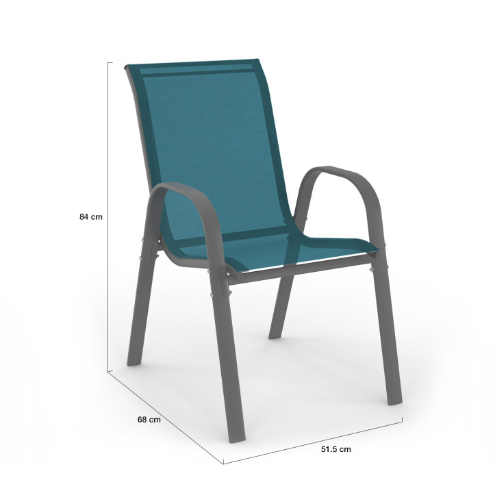 Sedie da giardino impilabili in metallo e textilene blu anatra - LYMA |ID Market