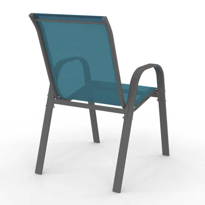Sedie da giardino impilabili in metallo e textilene blu anatra - LYMA |ID Market