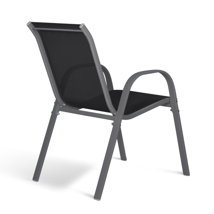 Sedie da giardino impilabili in metallo e textilene in grigio nero e terracotta - LYMA |ID Market