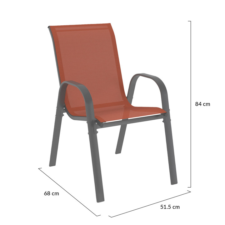 Sedie da giardino impilabili in metallo e textilene in grigio nero e terracotta - LYMA |ID Market