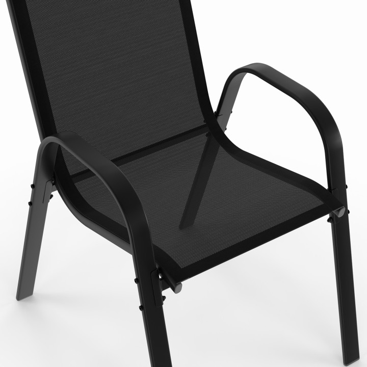 Set di mobili da giardino in acciaio e nero con tavolo da 150 cm e 6 sedie impilabili - MADRID | ID Market