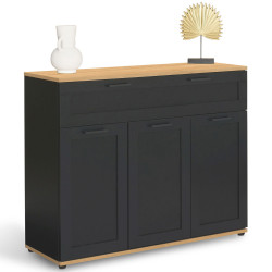 Credenza in legno e nero con 3 ante e 1 cassetto - VITO | ID Market