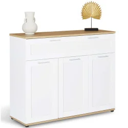 Credenza bianca e in legno con 3 ante e 1 cassetto - VITO | ID Market