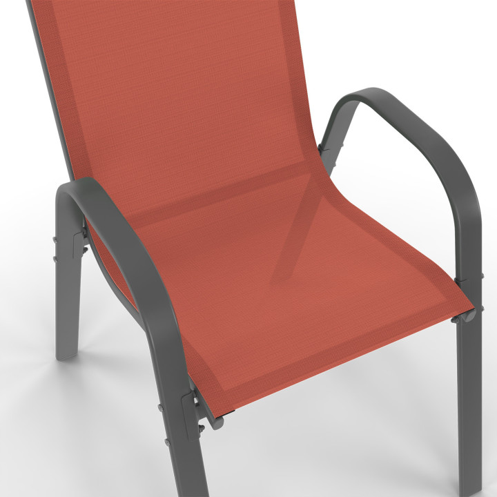 Set di mobili da giardino con tavolo e sedie impilabili in terracotta - MADRID | ID Market