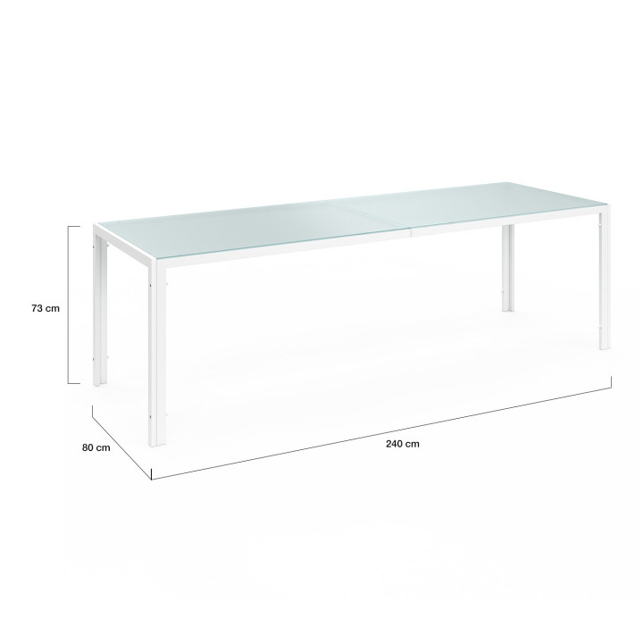 Grande tavolo e sedie impilabili bianche e beige - MADRID | ID Market