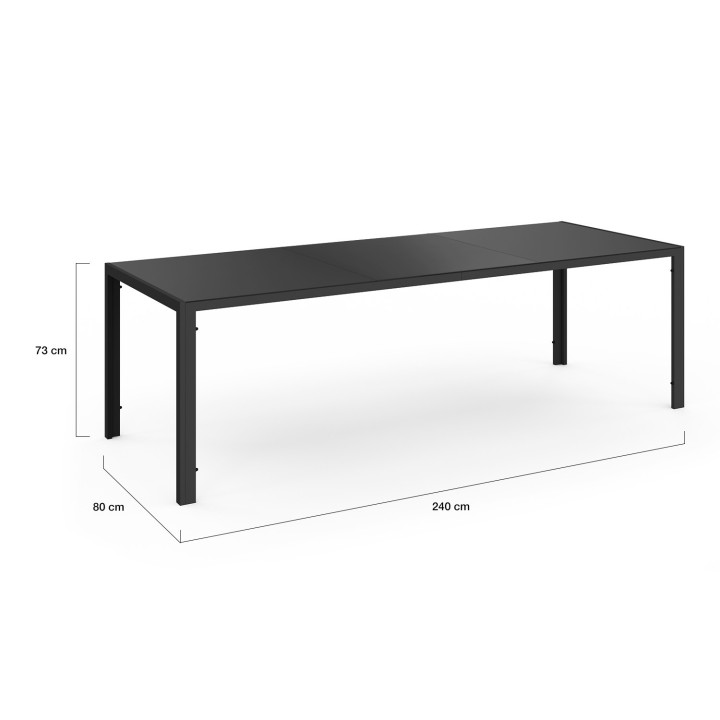 Set di tavolo e sedie da giardino nero da 240 cm e 10 sedie impilabili - MADRID | ID Market