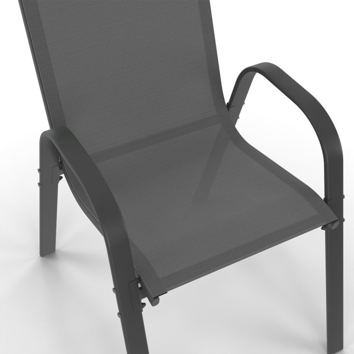 Set di tavolo e sedie da giardino grigio antracite da 240 cm e 10 sedie impilabili - MADRID | ID Market