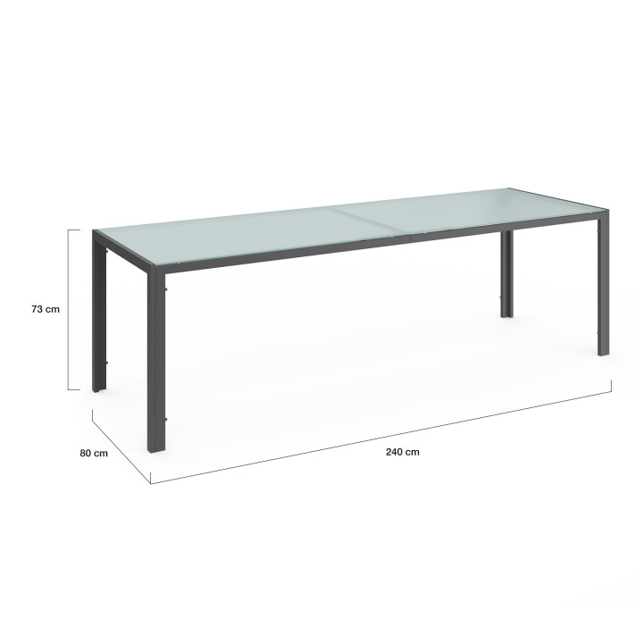 Set di tavolo e sedie da giardino grigio antracite da 240 cm e 10 sedie impilabili - MADRID | ID Market