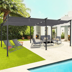Pergola retrattile a 6 gambe 3x6 M colore grigio antracite economica | ID Market