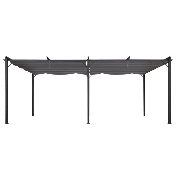 Pergola retrattile a 6 gambe 3x6 M colore grigio antracite economica | ID Market