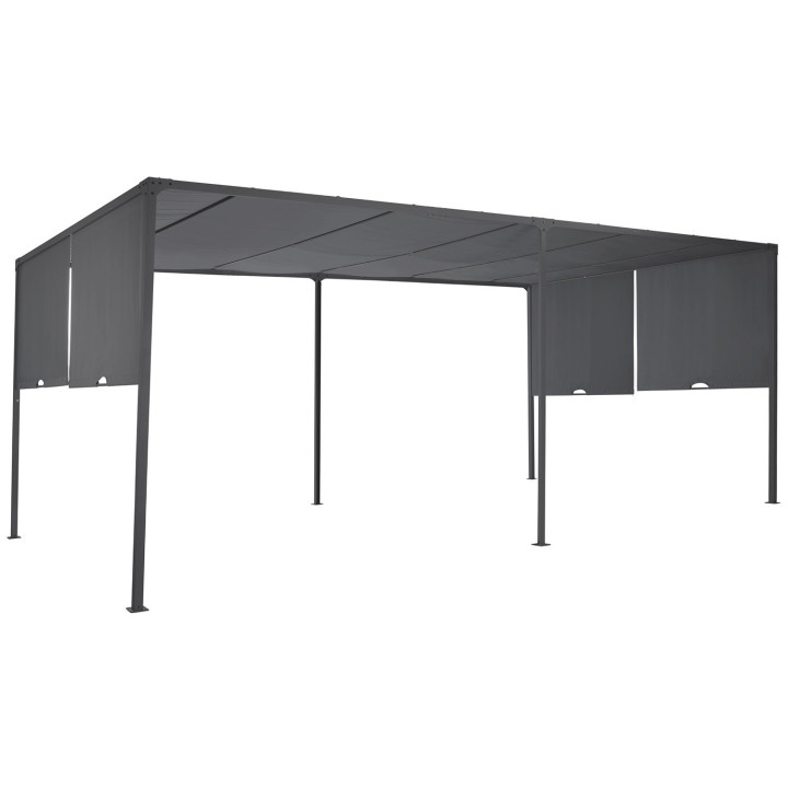 Pergola scorrevole 3x6m in tessuto grigio antracite | ID Market