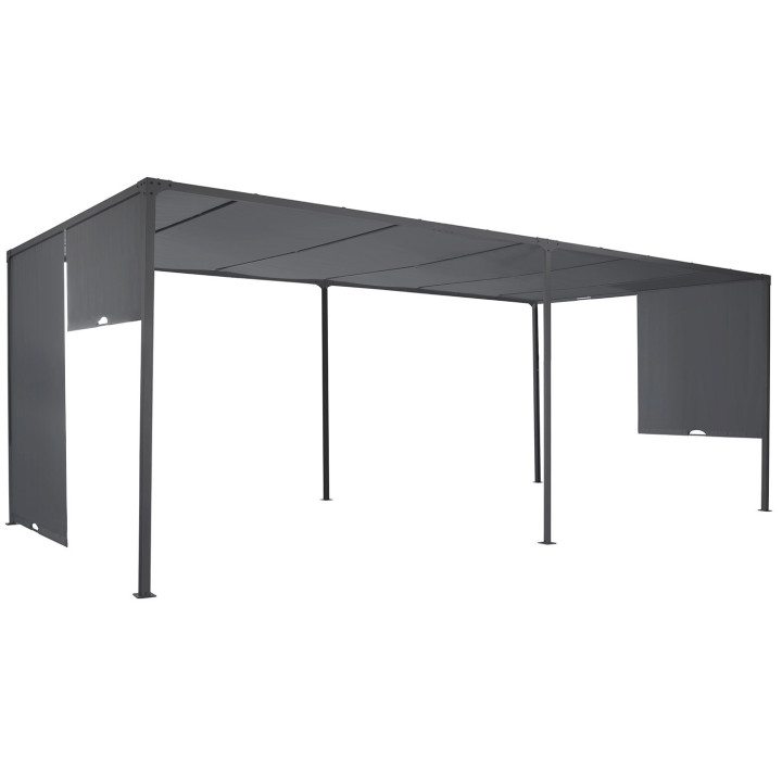 Pergola scorrevole 3x6m in tessuto grigio antracite | ID Market