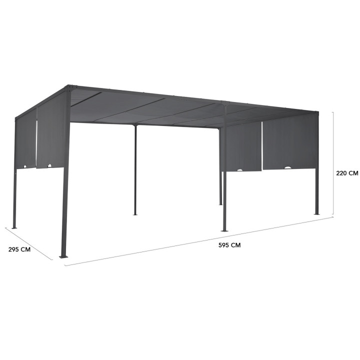 Pergola scorrevole 3x6m in tessuto grigio antracite | ID Market