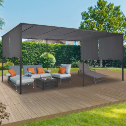 Pergola scorrevole 3x6m in tessuto grigio antracite | ID Market