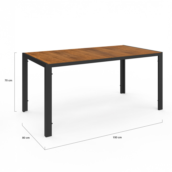 Set di mobili da giardino con tavolo da 150 cm e 6 sedie in legno e nero - NOUMEA | ID Market