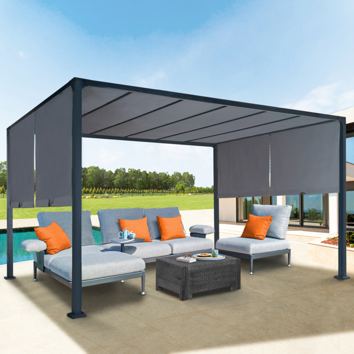 A buon mercato pergola scorrevole in metallo grigio 3x4m | ID Market