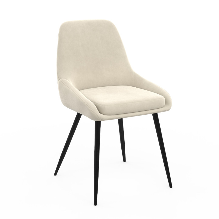 Set di 6 sedie in velluto beige con braccioli - THALYA | ID Market