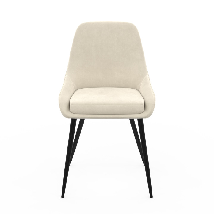 Set di 6 sedie in velluto beige con braccioli - THALYA | ID Market