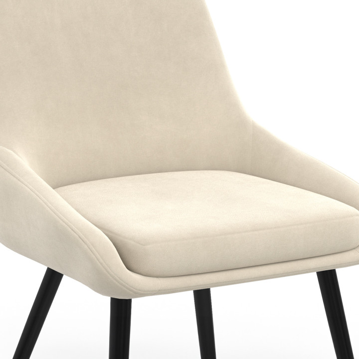 Set di 6 sedie in velluto beige con braccioli - THALYA | ID Market