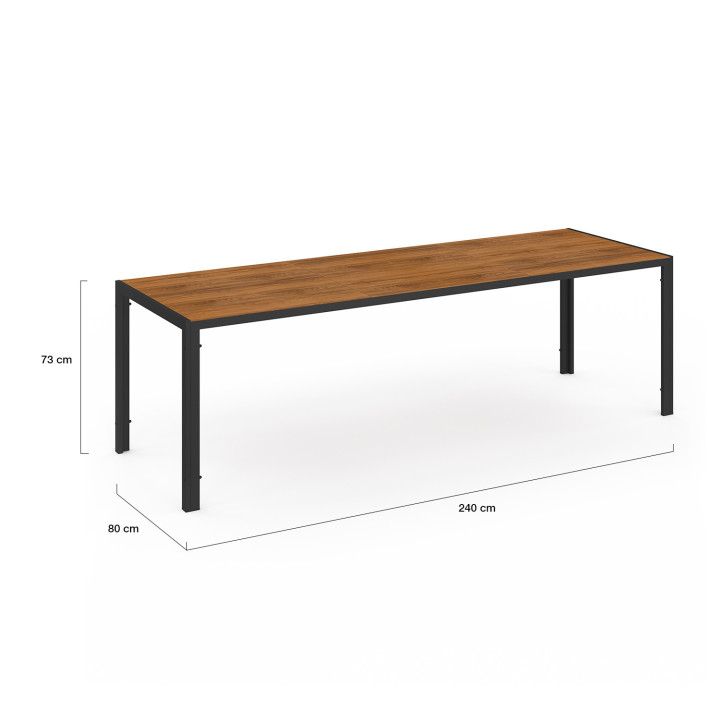 Set di mobili da giardino con 10 sedie impilabili tavolo 240 cm nero e legno - NOUMEA | ID Market